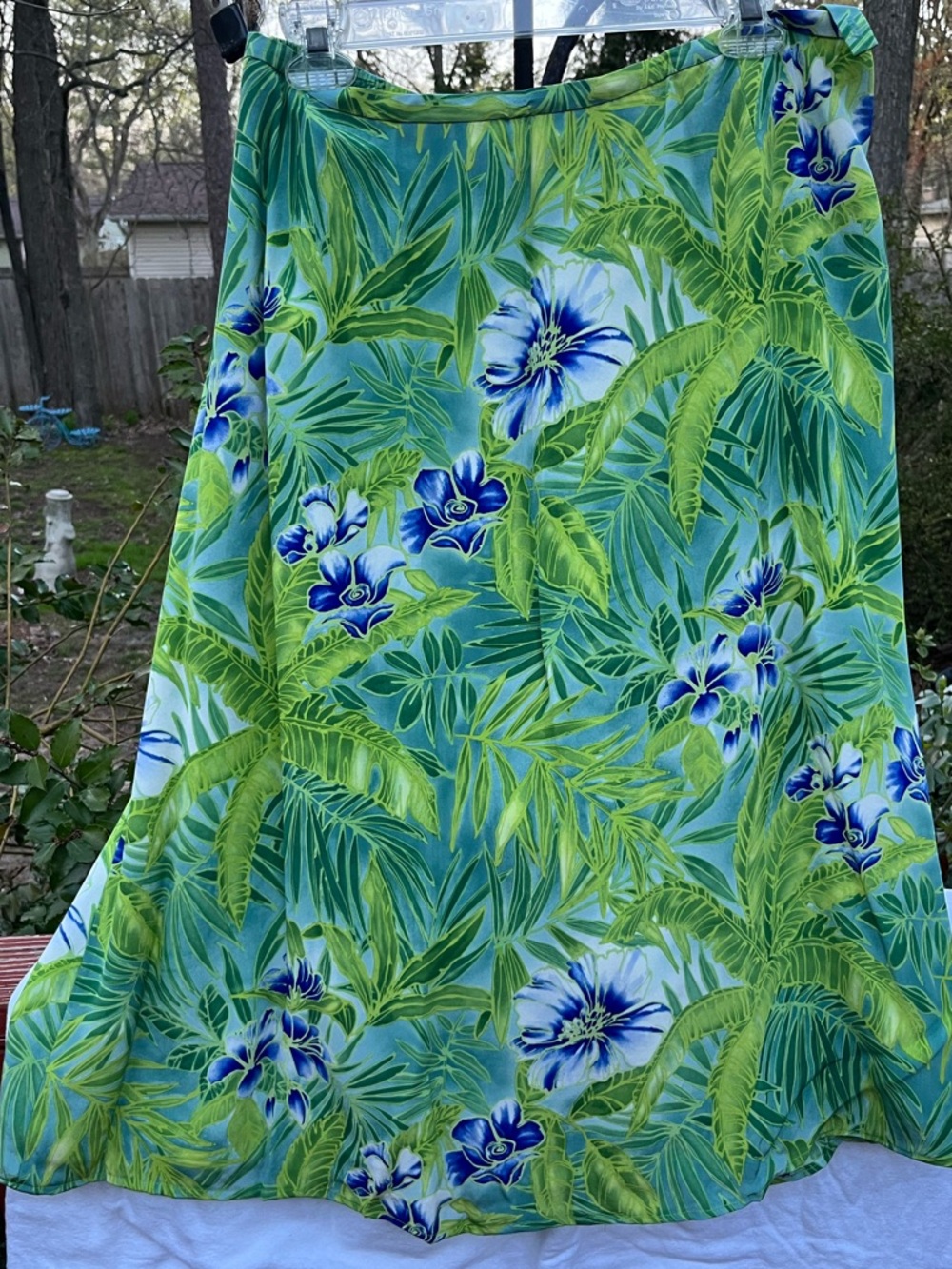 NWT Josephine Chaus Woman 100% Silk Tropical Print Skirt Size 22 Resort Vacation